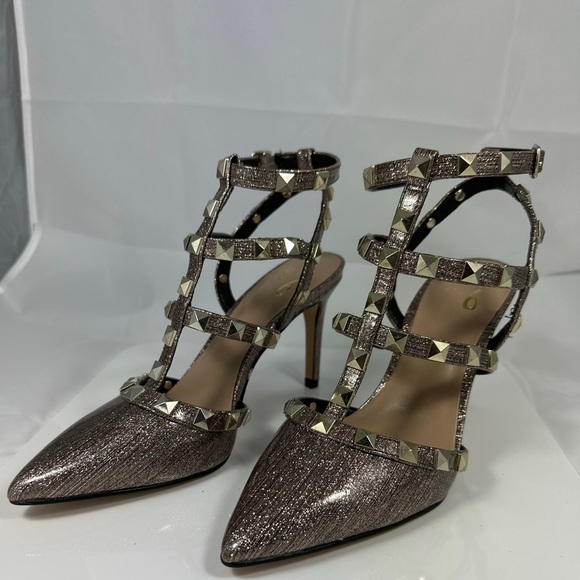 Mix No. 6, Bronze Metallic Cage Heel, size 6 - Picture 2 of 5